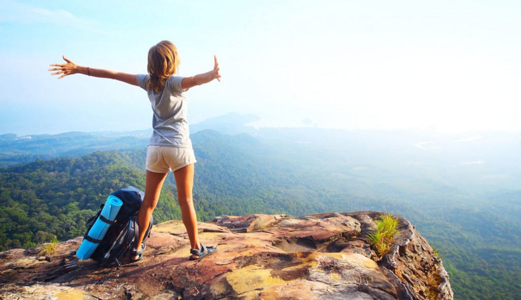 Download Wallpaper 1920x1080 girl mountain top grass mood Full HD 1080p  HD Background