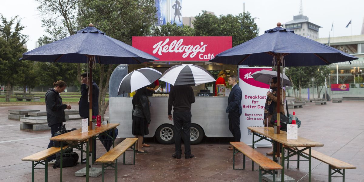 Kellogg's Cafe pops up at Aotea Square in aid of the Auckland City Mission